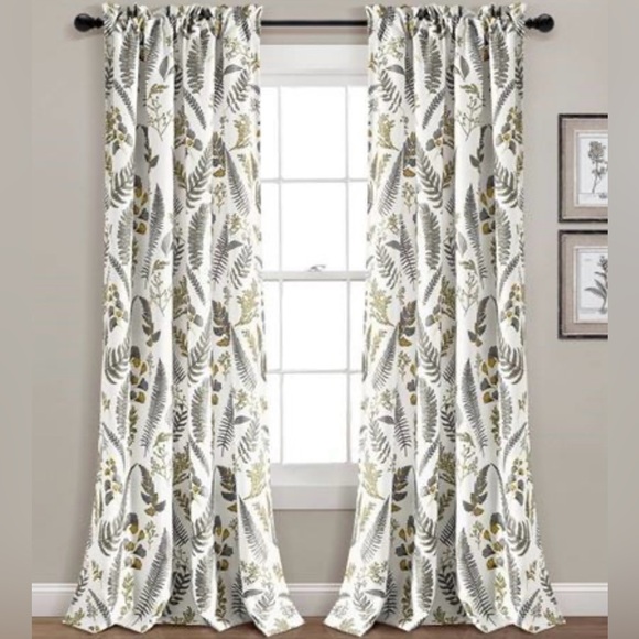 Lush Decor Other - Lush Decor Devonia Allover Light Filtering Curtain Panel Pair 84” Yellow/Grey